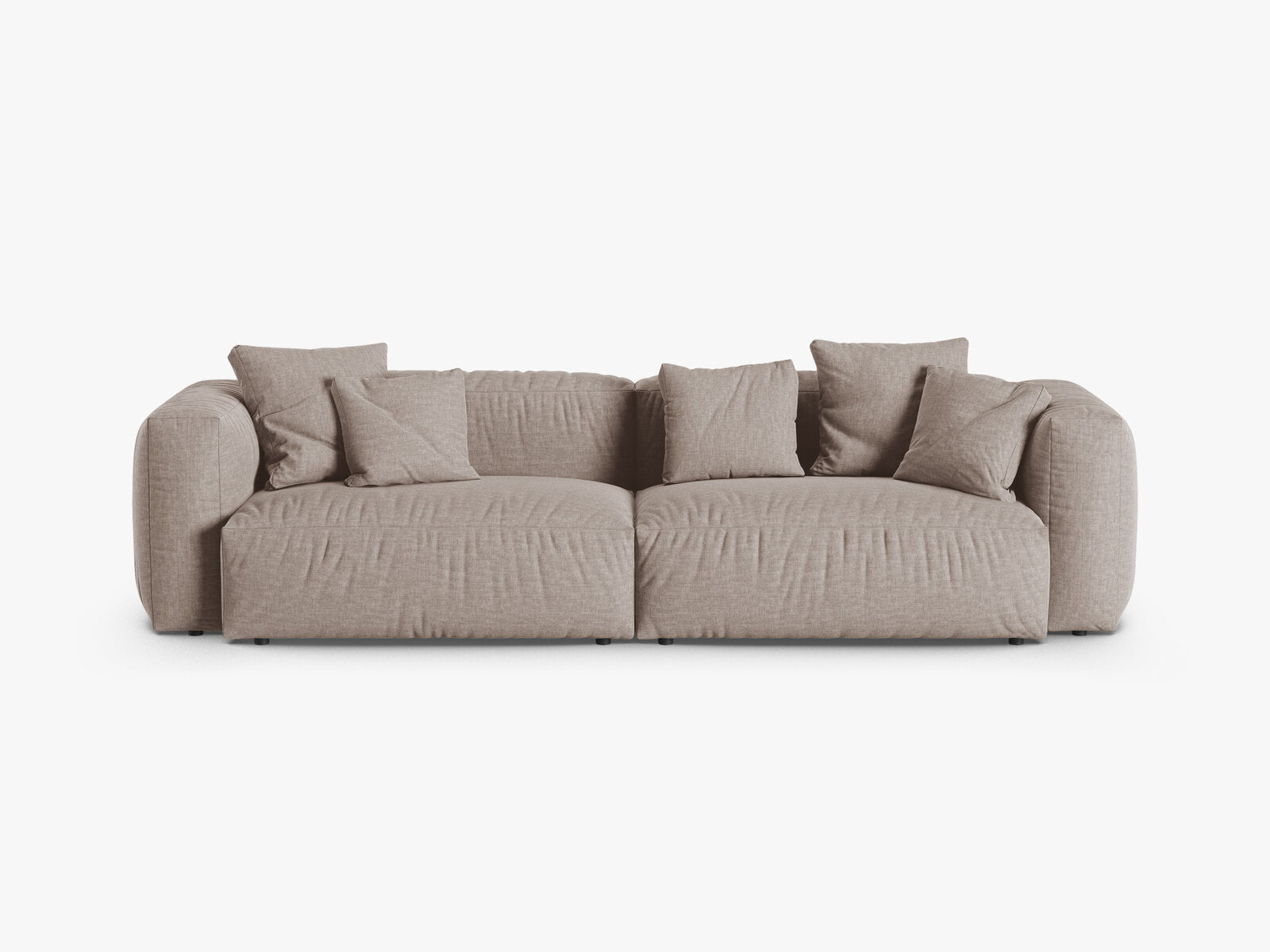 Micadoni Sofa Martina 4-Sitzer 90cm Sitztiefe Strukturierter Stoff Boston Dunkelbeige
