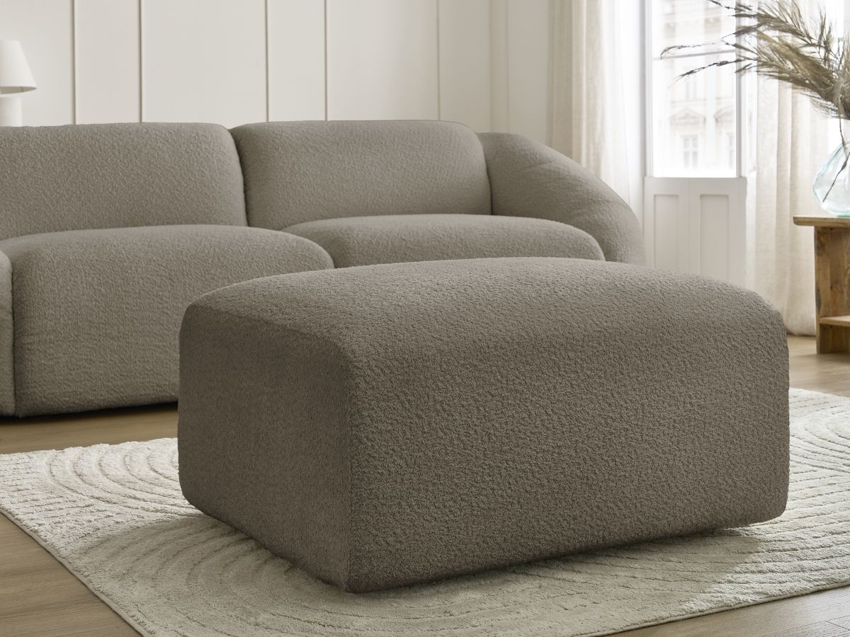 Bobochic Tina Sofa 4-Sitzer mit Pouf Bouclé-Stoff Taupe