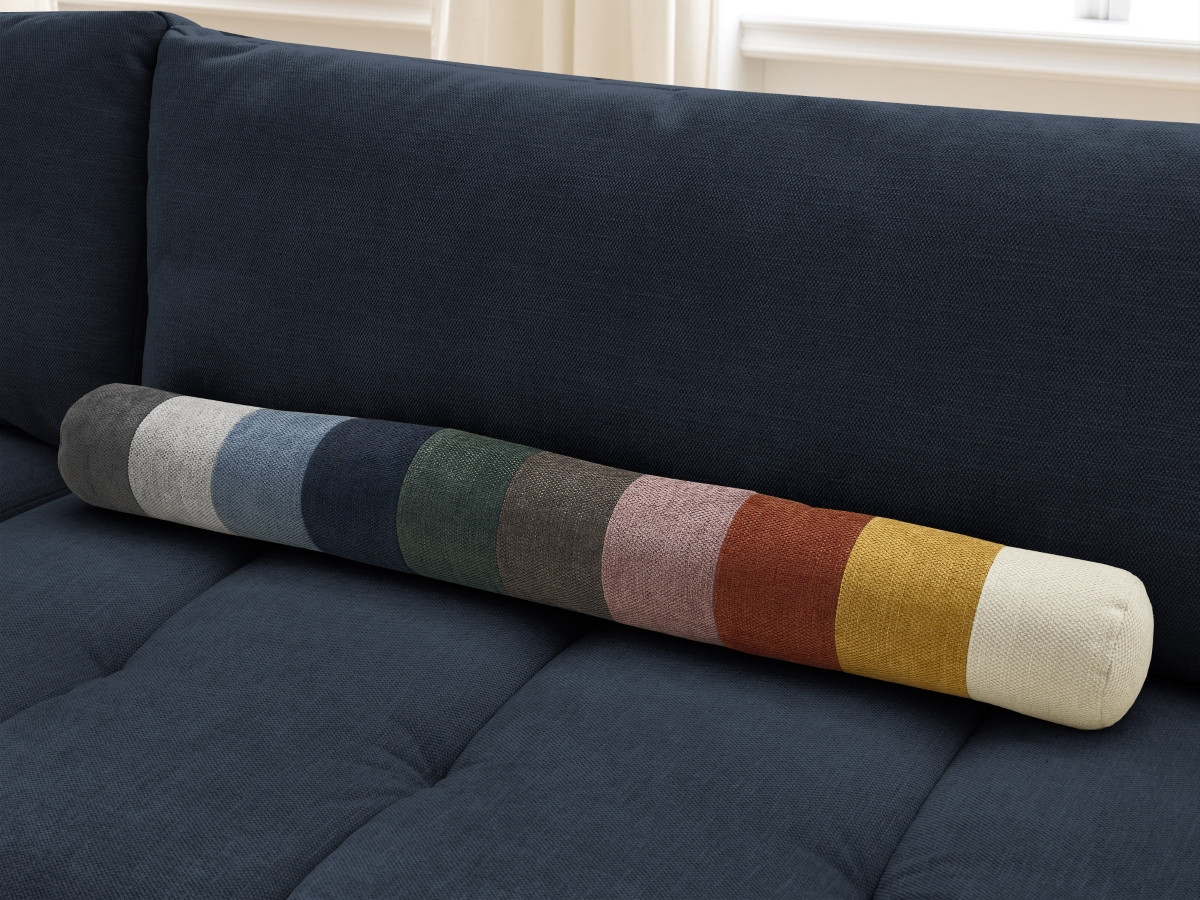 Bobochic Fuji Schlafsofa 3-Sitzer mit Bettkasten und Pouf Stoff Dunkelblau