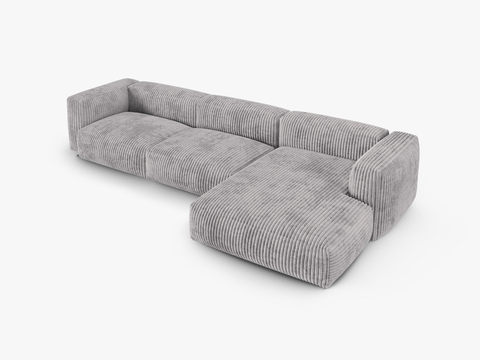 Micadoni Ecksofa Martina 3-Sitzer 90cm Sitztiefe Rechts Kord Tilia Hellgrau