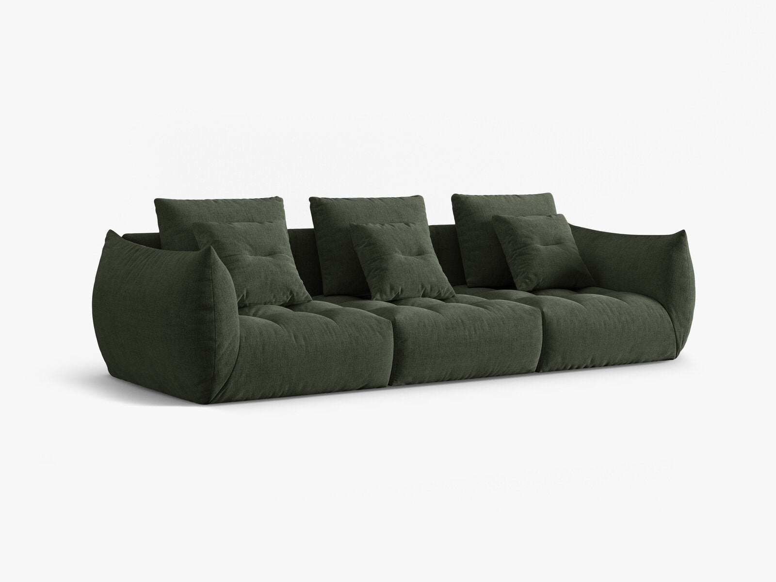 Micadoni Sofa Bloom 4-Sitzer Strukturierter Stoff Wind Moßgrün