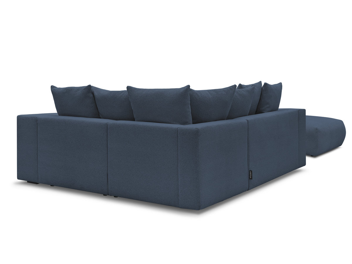 Bobochic Voltaire Ecksofa mit Pouf 268 × 214 cm Melange-Stoff Dunkelblau Ecke rechts