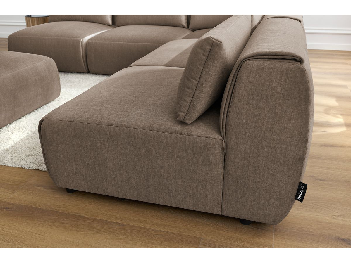 Bobochic Jeanne Ecksofa mit Pouf Samt Taupe