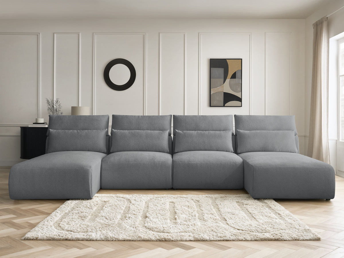 Bobochic Jana Wohnlandschaft Melange-Stoff Dunkelgrau