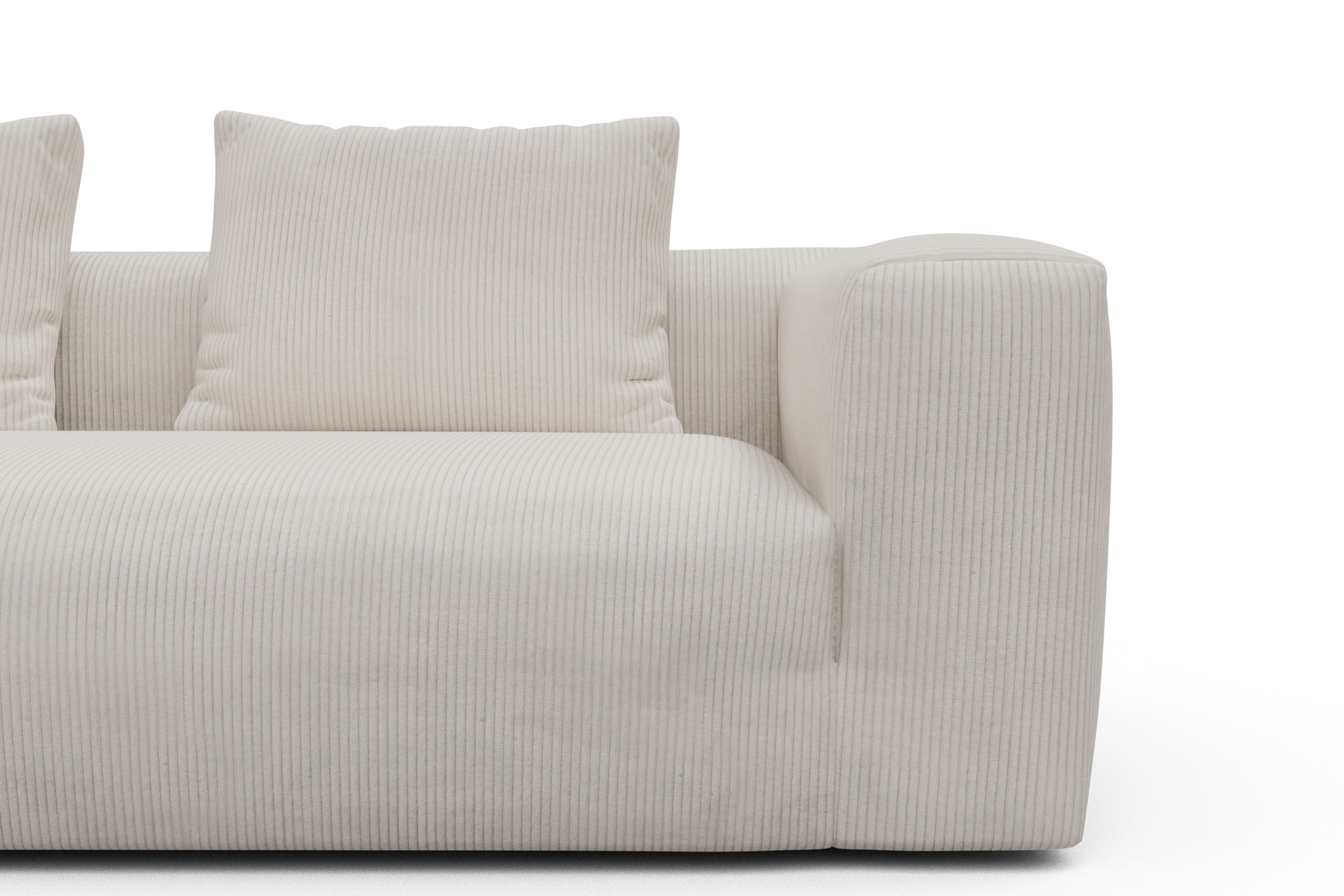 Wohnlandschaft Fred mit 2-Sitzer und Chaiselongue beidseitig Corduroy-Ivory