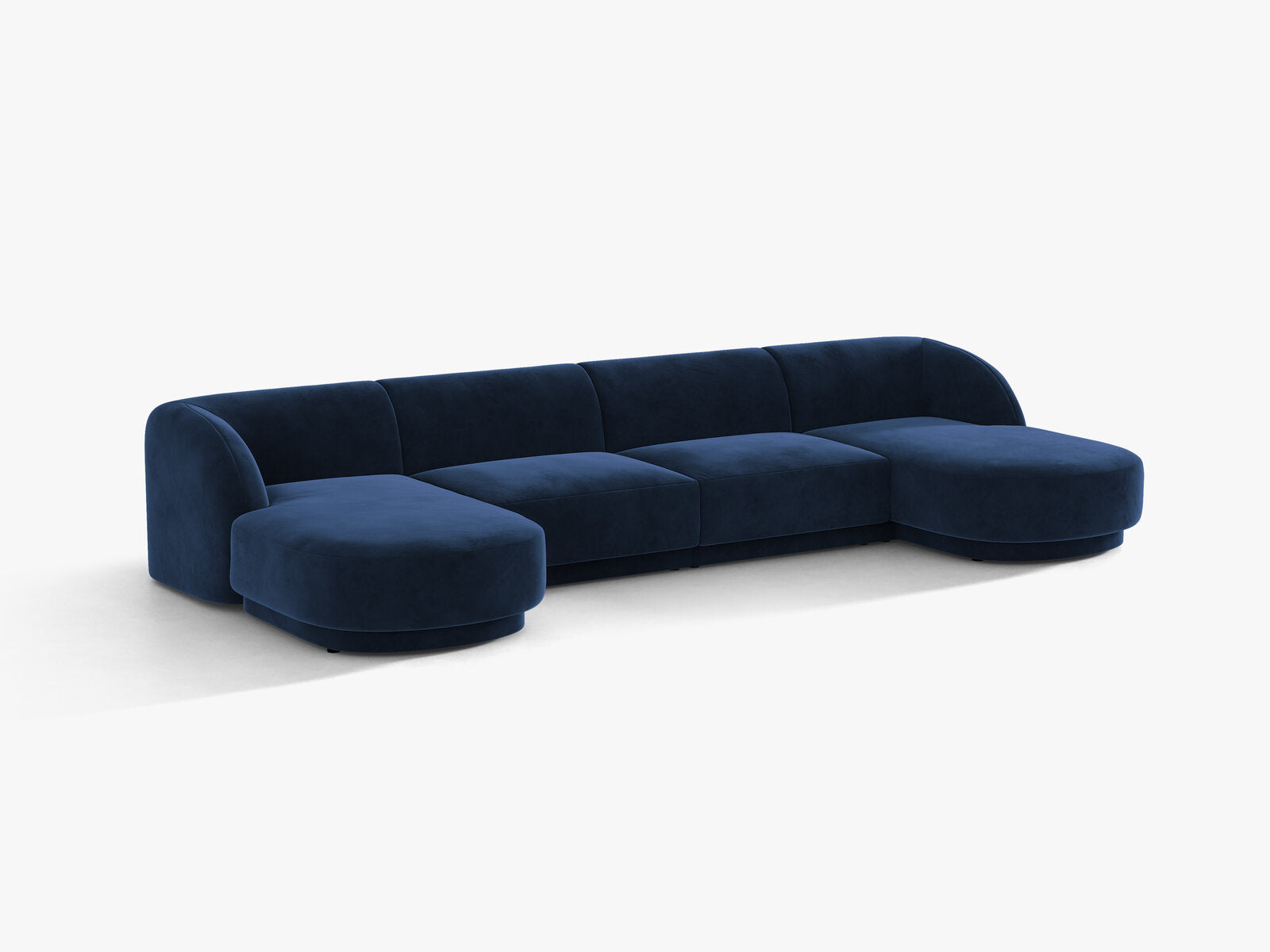 Micadoni Panorama-Sofa Miley 5-Sitzer Samt Bluvel Königsblau