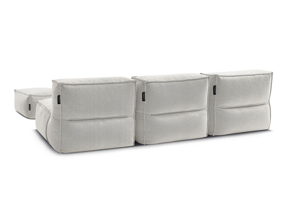 Bobochic Biarritz Gartensofa 4-Sitzer mit Pouf 252 × 168 cm Melange-Stoff Beige