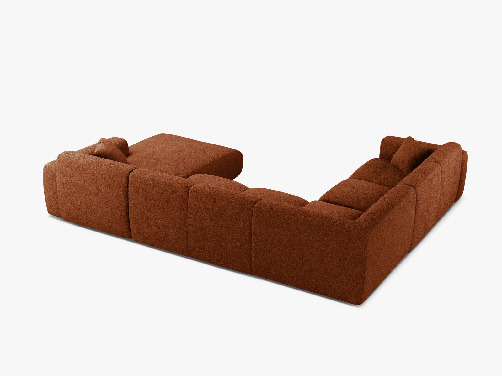 Micadoni Molino Panoramasofa 6-Sitzer Links Boucle Baloo Terrakotta