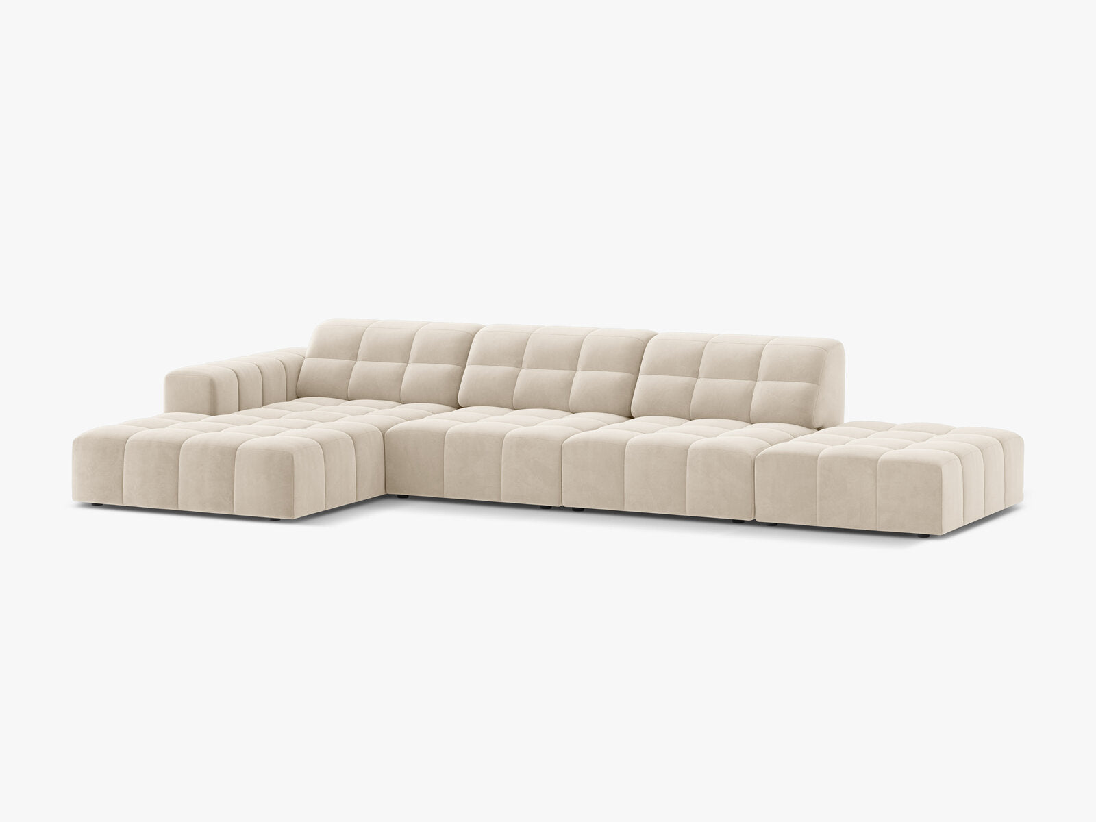 Micadoni Ecksofa Jennifer 5-Sitzer Links Samt Bluvel Helles Beige