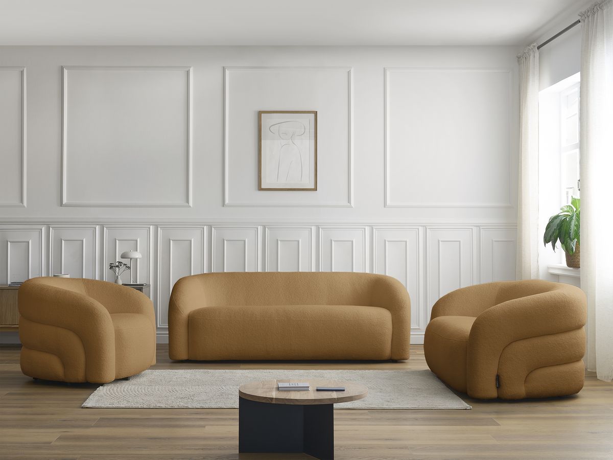 Bobochic Elina Sofa 6-Sitzer Bouclé-Stoff Gelb