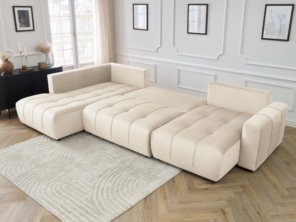 Bobochic Arsene Wohnlandschaft Samt Beige Ecke rechts