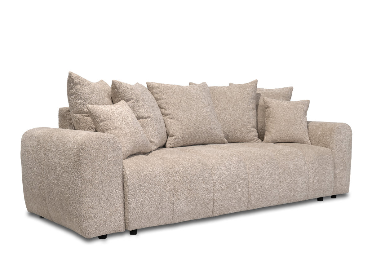 Bobochic Roxelane Schlafsofa 3-Sitzer mit Bettkasten Bouclé-Stoff Beige
