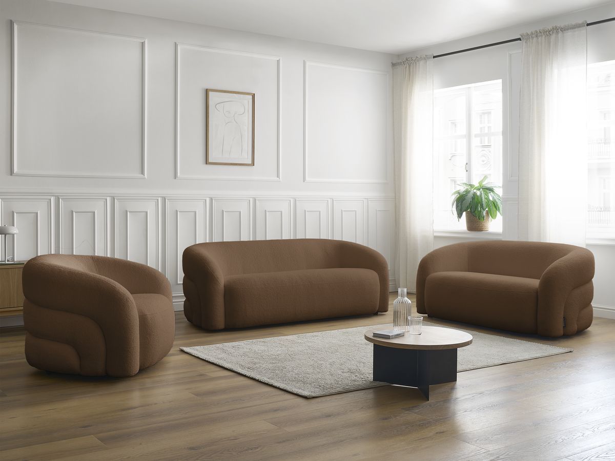 Bobochic Elina Sofa 6-Sitzer Bouclé-Stoff Braun