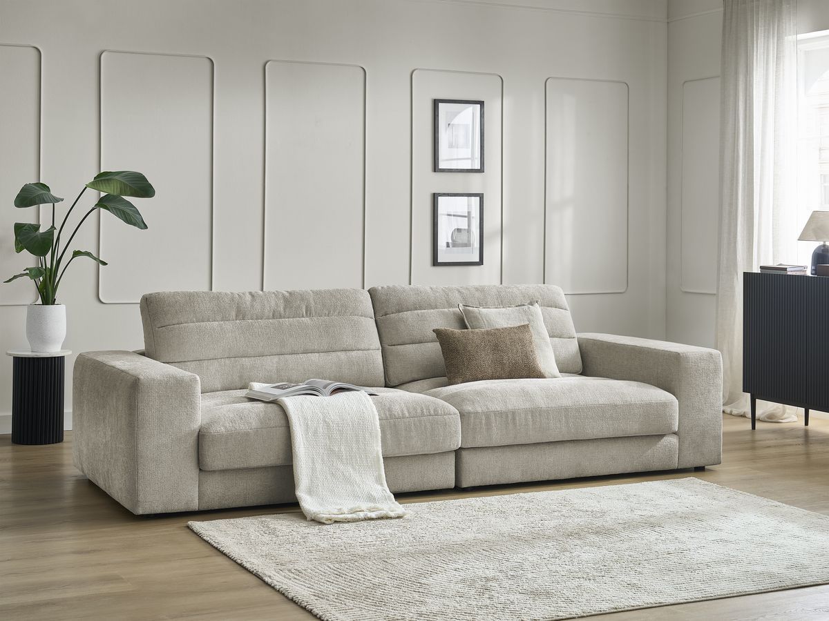 Bobochic Sierra Sofa 3-Sitzer Strukturstoff Taupe