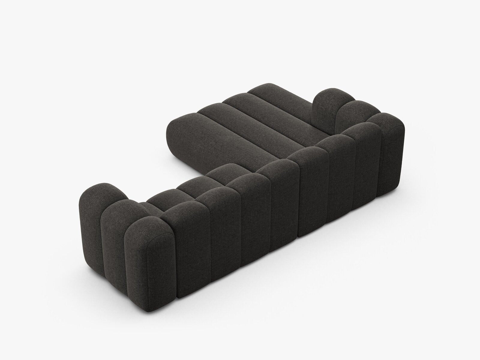 Micadoni Modulares Ecksofa Lupine 4-Sitzer mittelgroß Links Chenille Eden Dunkelgrau