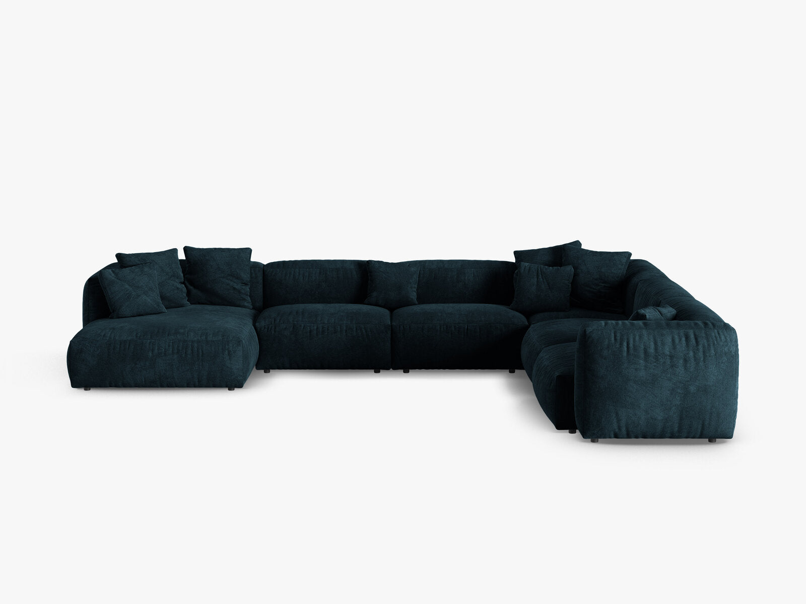 Micadoni modulares Ecksofa XL Martina 6-Sitzer 90cm Sitztiefe Rechts Samt Vogue Dunkel Petrol