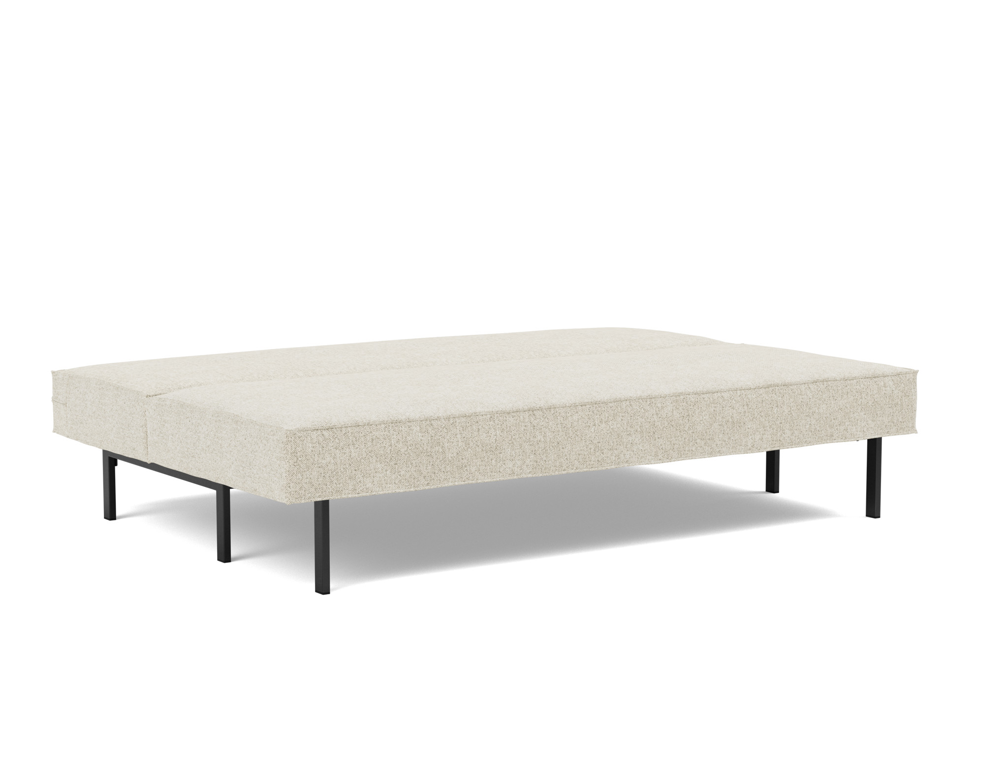 Schlafsofa Sly Strukturierter Stoff Taura 357-Off-White Beine Schwarzes Metall