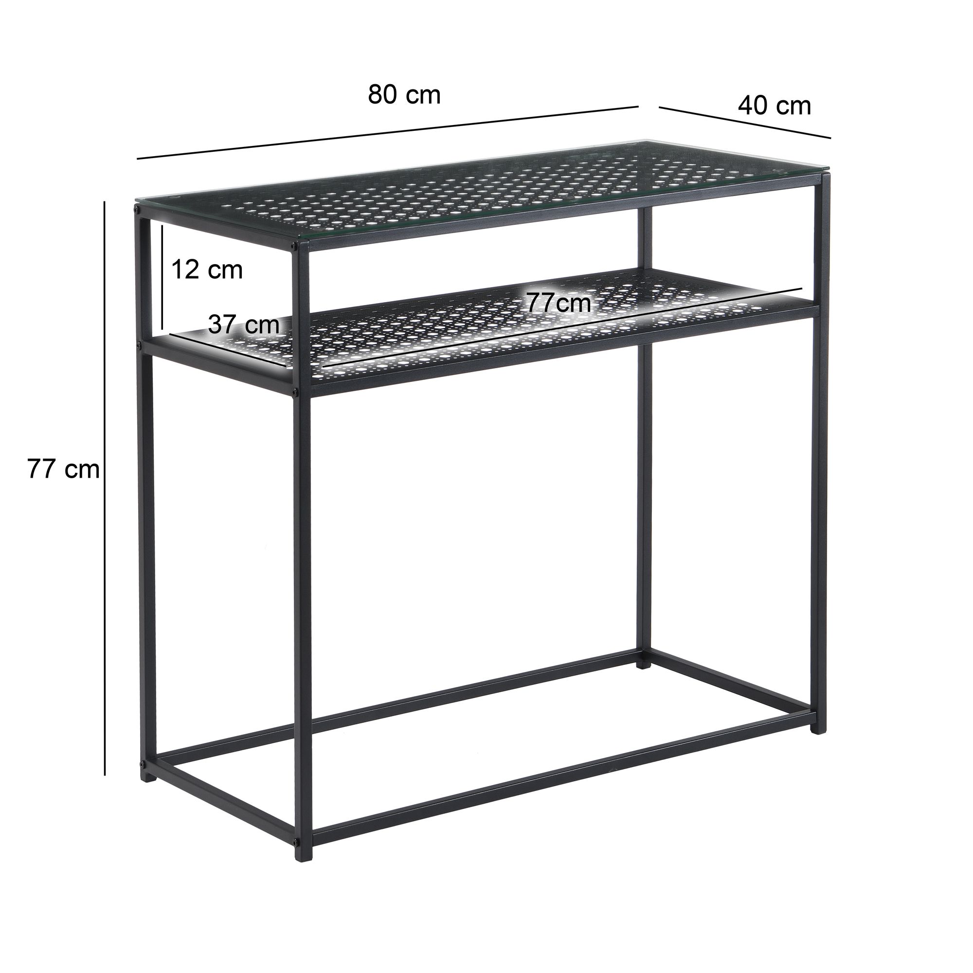 Konsolentisch Kalvag Glas Schwarz 80 × 40 × 77 cm
