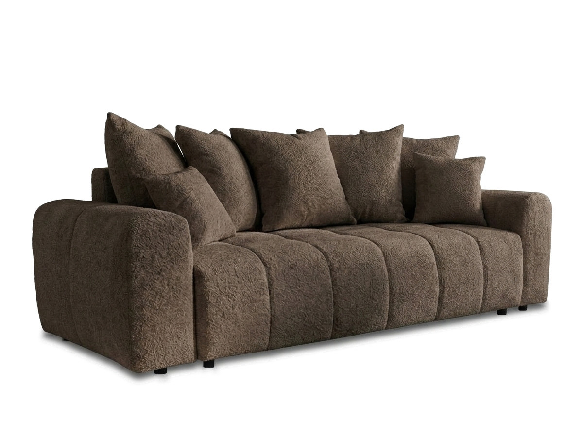 Bobochic Roxelane Schlafsofa 3-Sitzer mit Bettkasten Bouclé-Stoff Braun