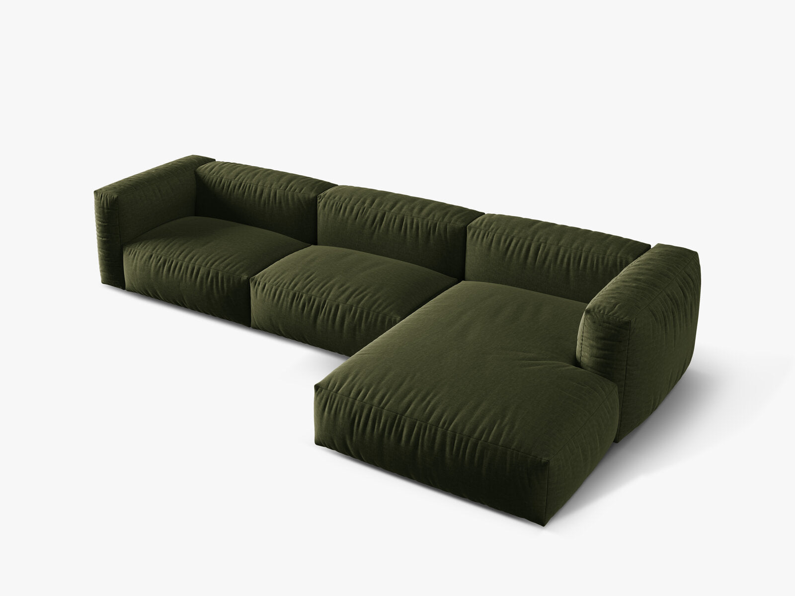 Micadoni Ecksofa Martina 3-Sitzer Rechts Strukturierter Stoff Boston Grün