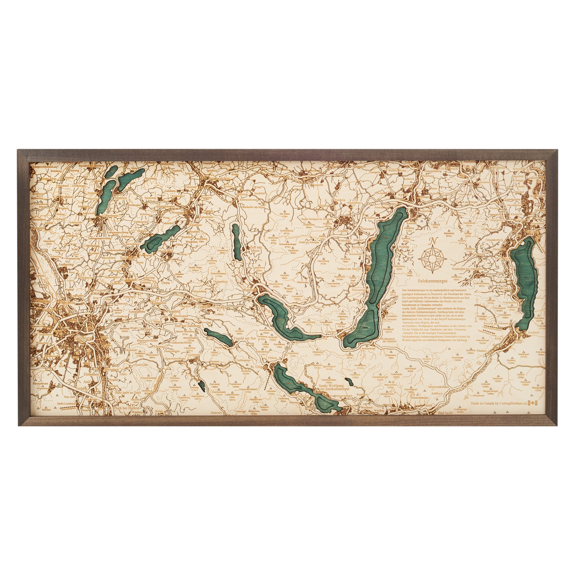 Cutting Brothers 3D Holz-Wandkarte Salzkammergut 81x40.5 cm
