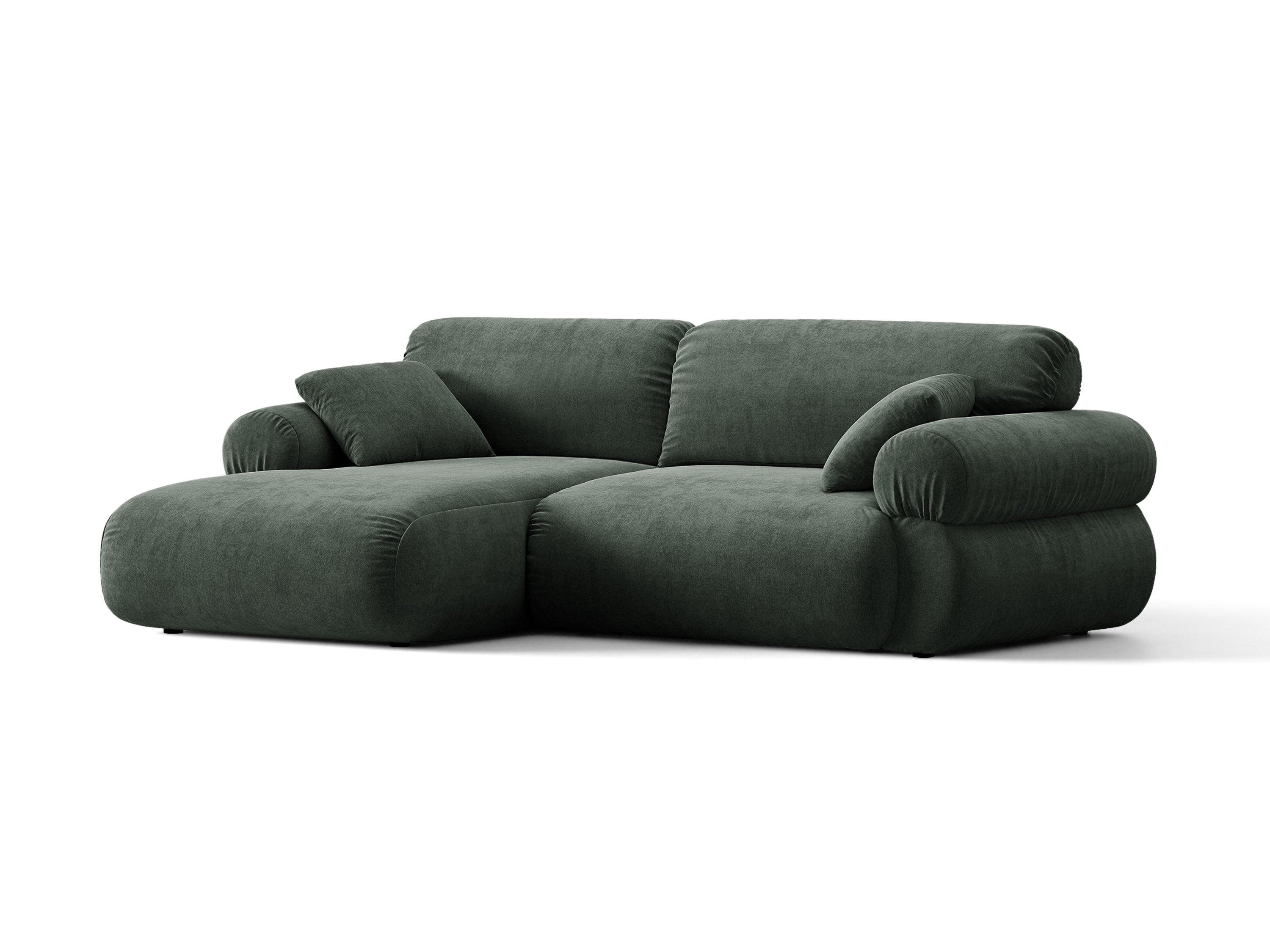 Micadoni Ophelia Ecksofa 4-Sitzer Strukturierter Stoff Liberty Moosgrün Links