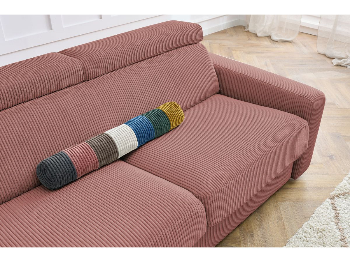 Bobochic Monaco Schlafsofa 3-Sitzer Cordsamt Rosa, Liegefläche 140 × 190 cm