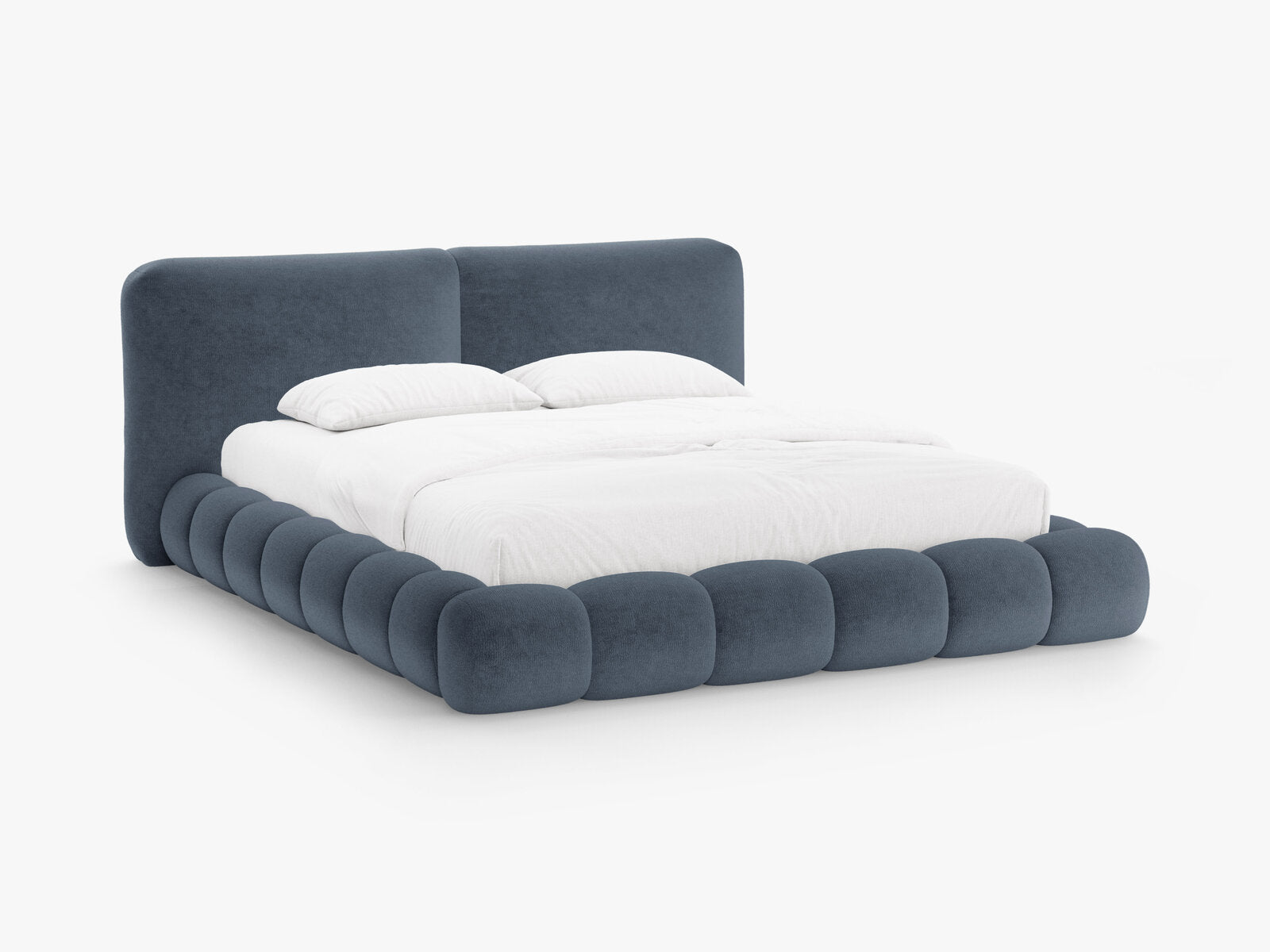 Micadoni Stauraumbett mit Kopfteil Solange Chenille Perfect Harmony Dunkelblau 160x200
