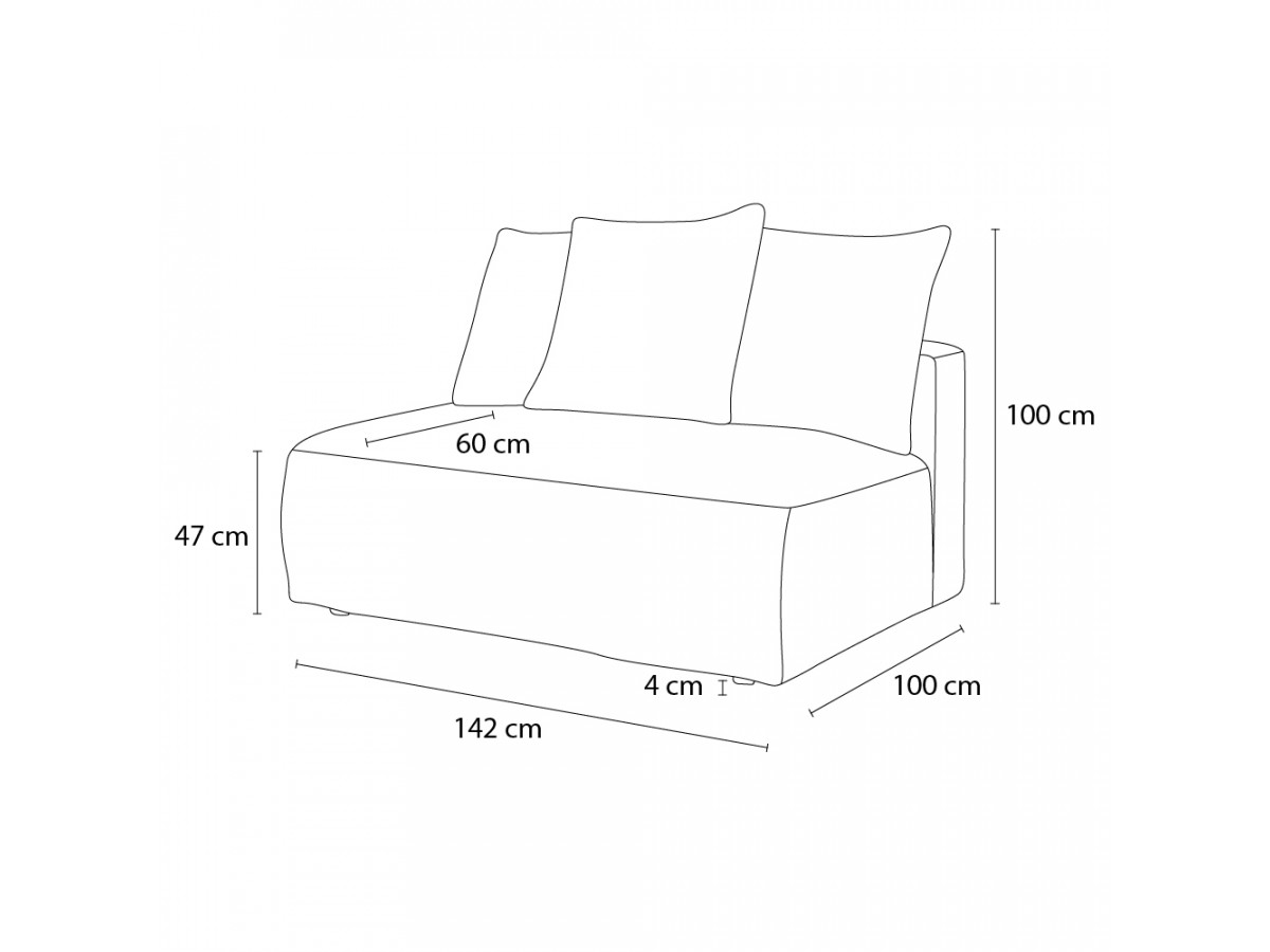 Bobochic Voltaire Sofamodul 2-Sitzer 142 × 100 cm Cordsamt Dunkelgrau