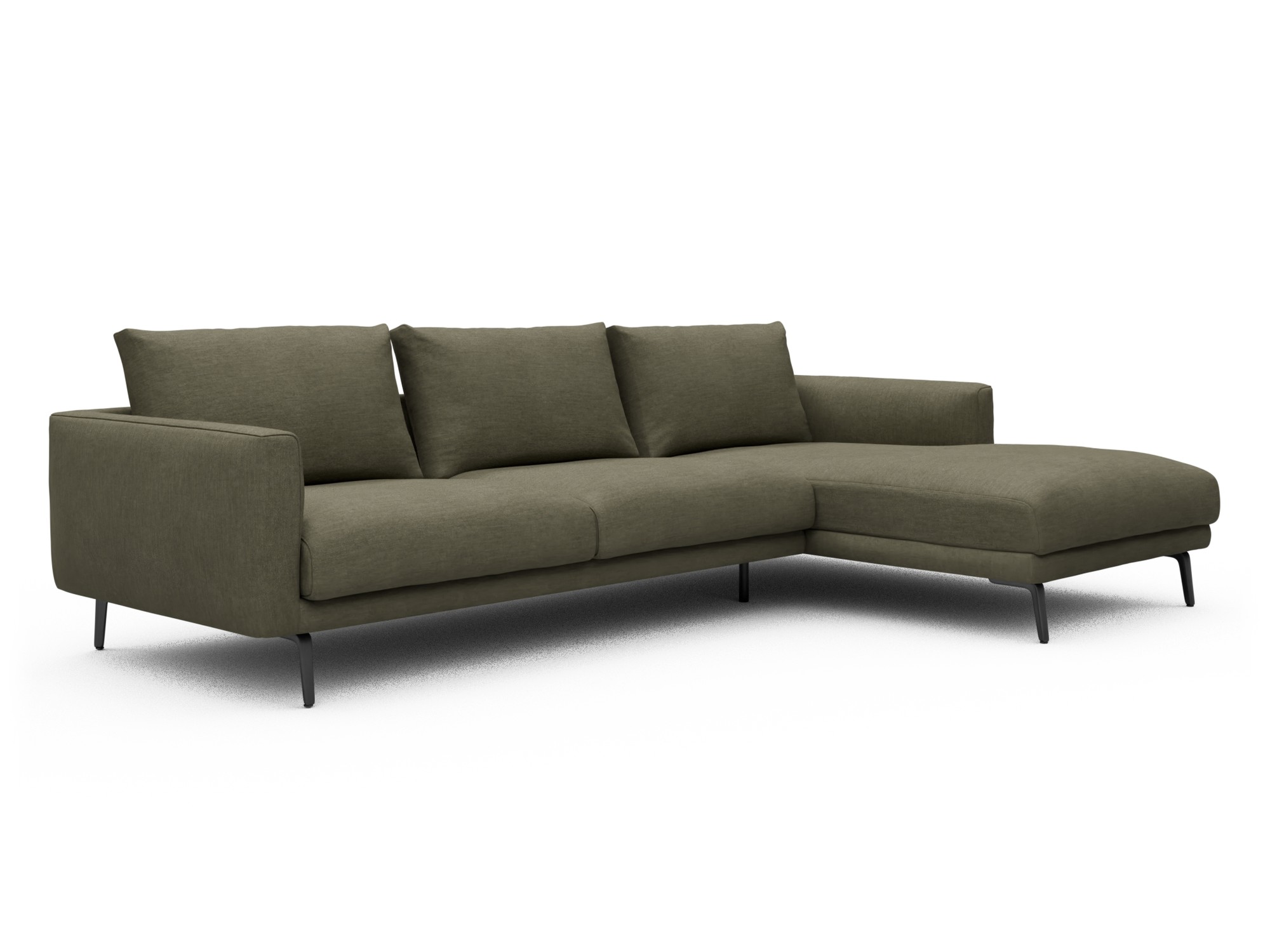 Skandi Home Ecksofa Karl Chaiselongue rechts mit 2,5-Sitzer Vivus-Dusty-Olive moebelfaktor