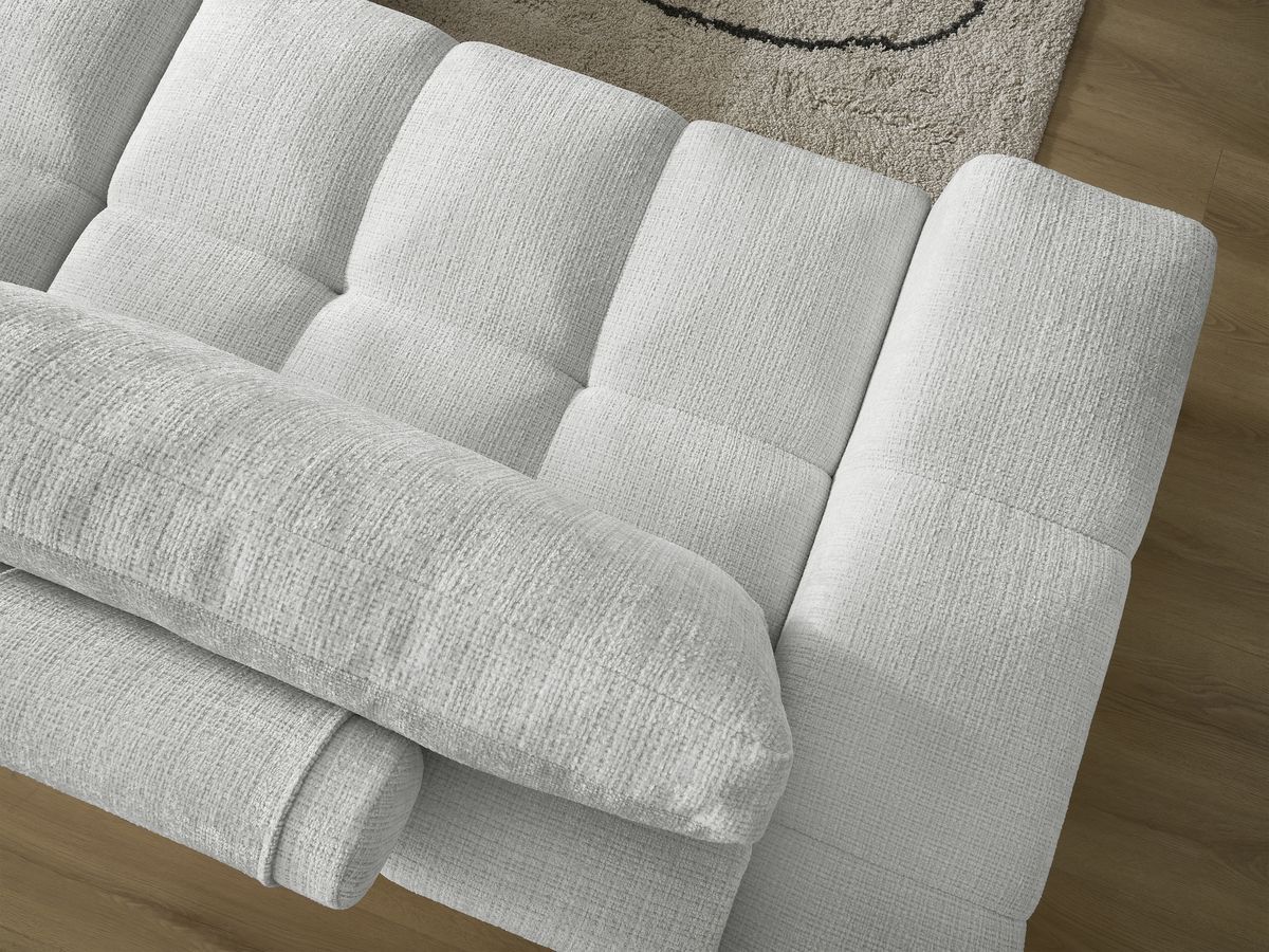 Bobochic Anakin Schlafsofa 3-Sitzer mit Bettkasten, 2 Kissen Strukturstoff Hellgrau