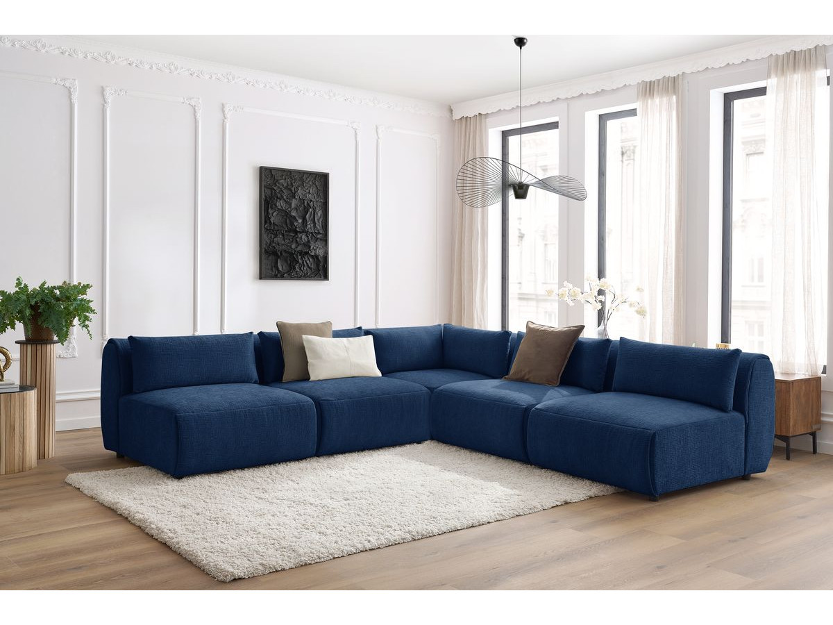Bobochic Jeanne Ecksofa 299 × 299 cm Strukturstoff Dunkelblau