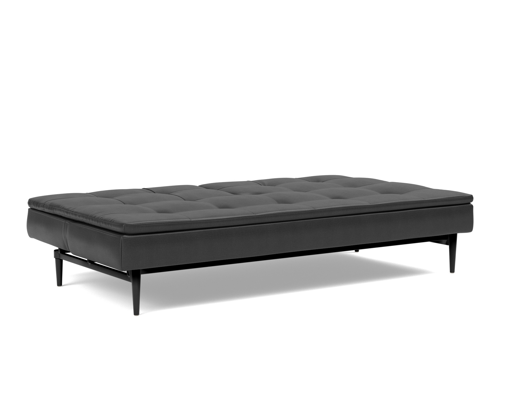 Schlafsofa Dublexo Lederoptik Faunal 550-Black Beine Styletto Eiche schwarz