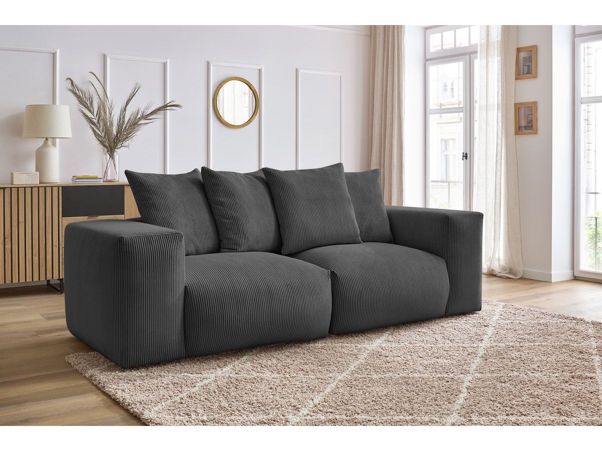 Bobochic Voltaire Sofa 3-Sitzer 248 × 100 cm Cordsamt Dunkelgrau