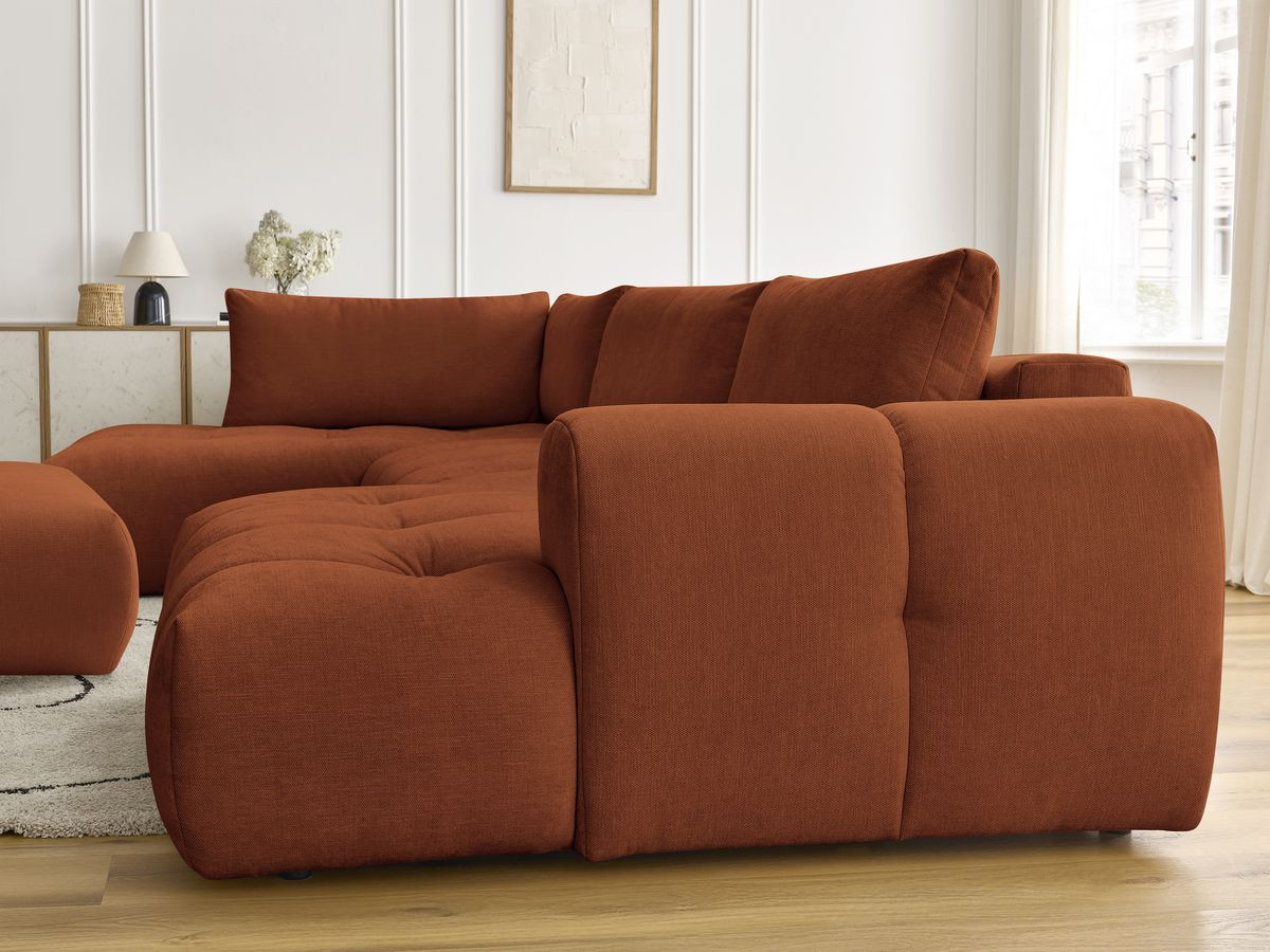 Bobochic Fuji Wohnlandschaft mit Pouf Stoff Orange Ecke rechts