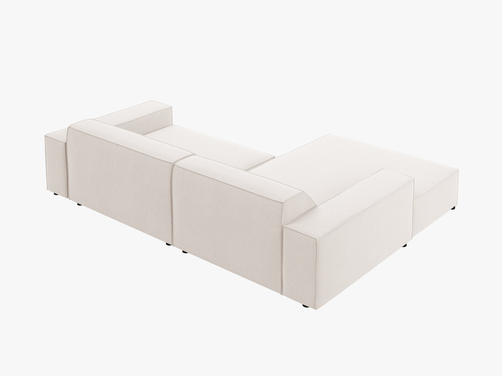 Micadoni Ecksofa Jodie 3-Sitzer Links Strukturierter Stoff Megan Helles Beige