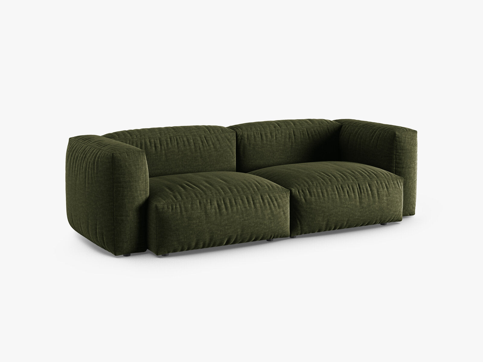 Micadoni Sofa Martina 3-Sitzer 90cm Sitztiefe Strukturierter Stoff Boston Grün