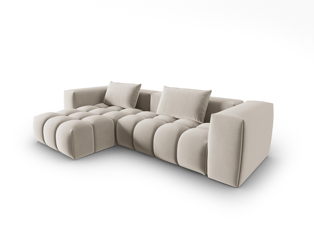 Cosmopolitan Design Ecksofa Verona 3-Sitzer Samt Casino Ecru Links