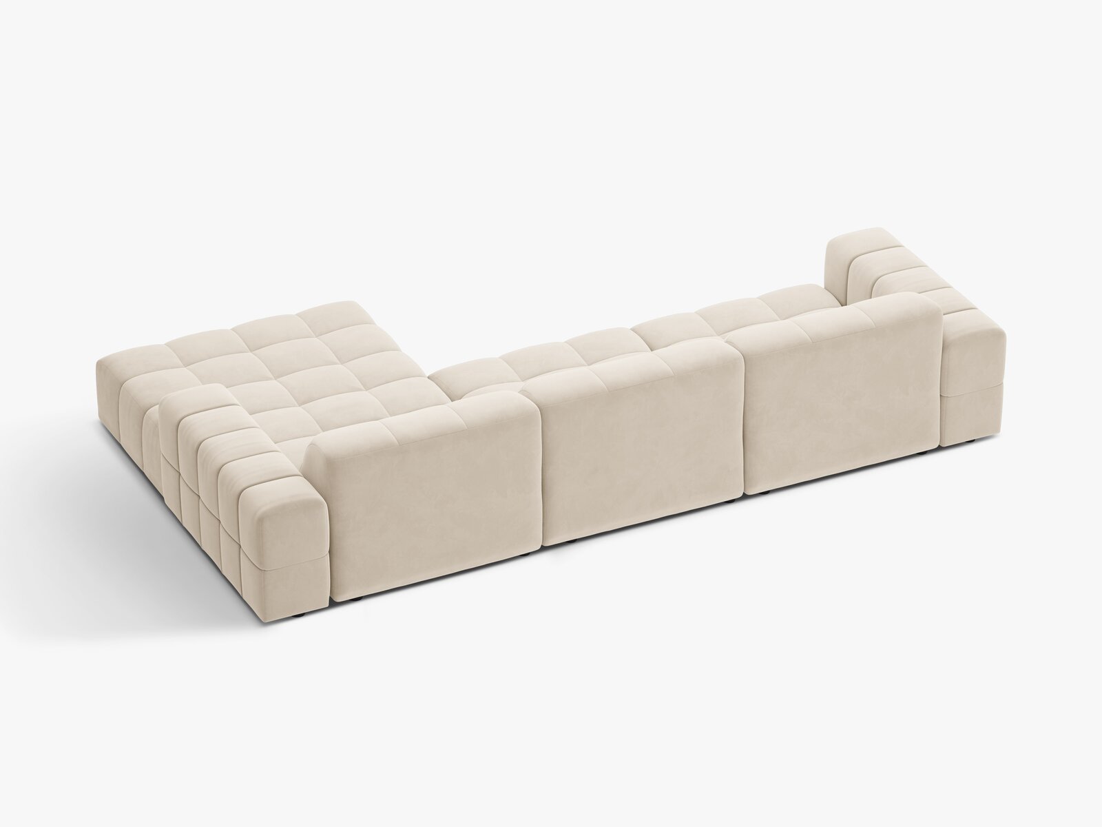 Micadoni Ecksofa Jennifer 4-Sitzer Rechts Samt Bluvel Helles Beige