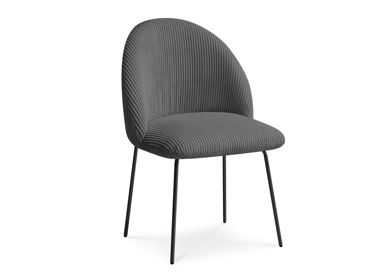 Bobochic Lalie Esszimmerstuhl mit Metallbeinen, schwarz Cordsamt Dunkelgrau