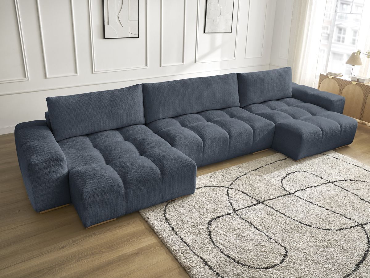 Bobochic Anakin Wohnlandschaft, 3 Kissen Strukturstoff Dunkelblau