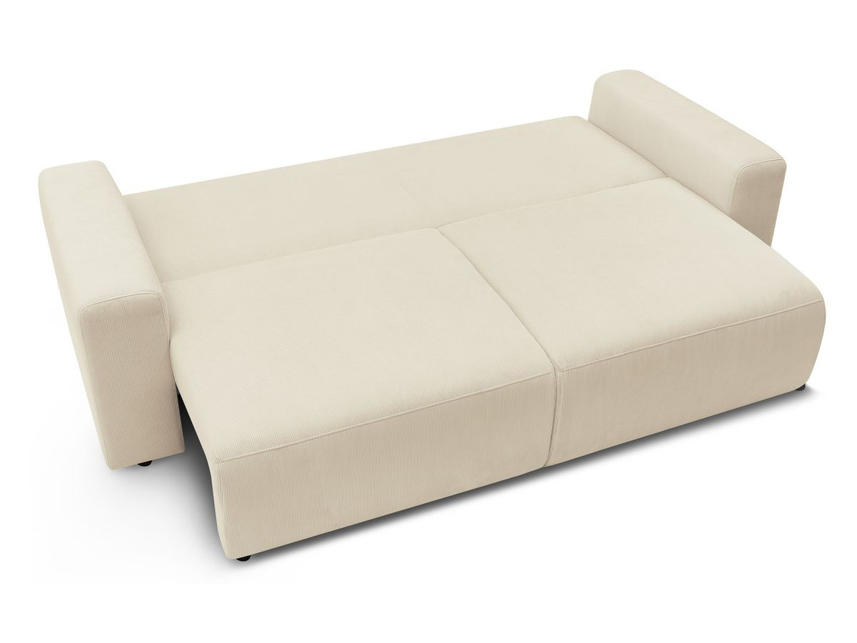 Bobochic Envy Schlafsofa 3-Sitzer mit Bettkasten und Pouf Cordsamt Beige
