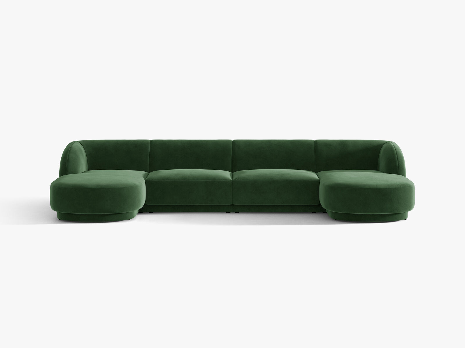 Micadoni Panorama-Sofa Miley 5-Sitzer Samt Venus Flaschengrün