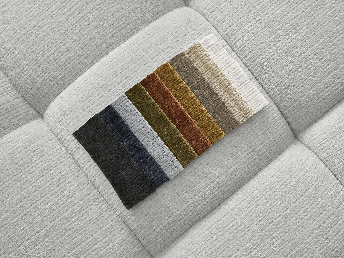 Bobochic Ivane Ecksofa mit Pouf Strukturstoff Hellgrau Ecke links