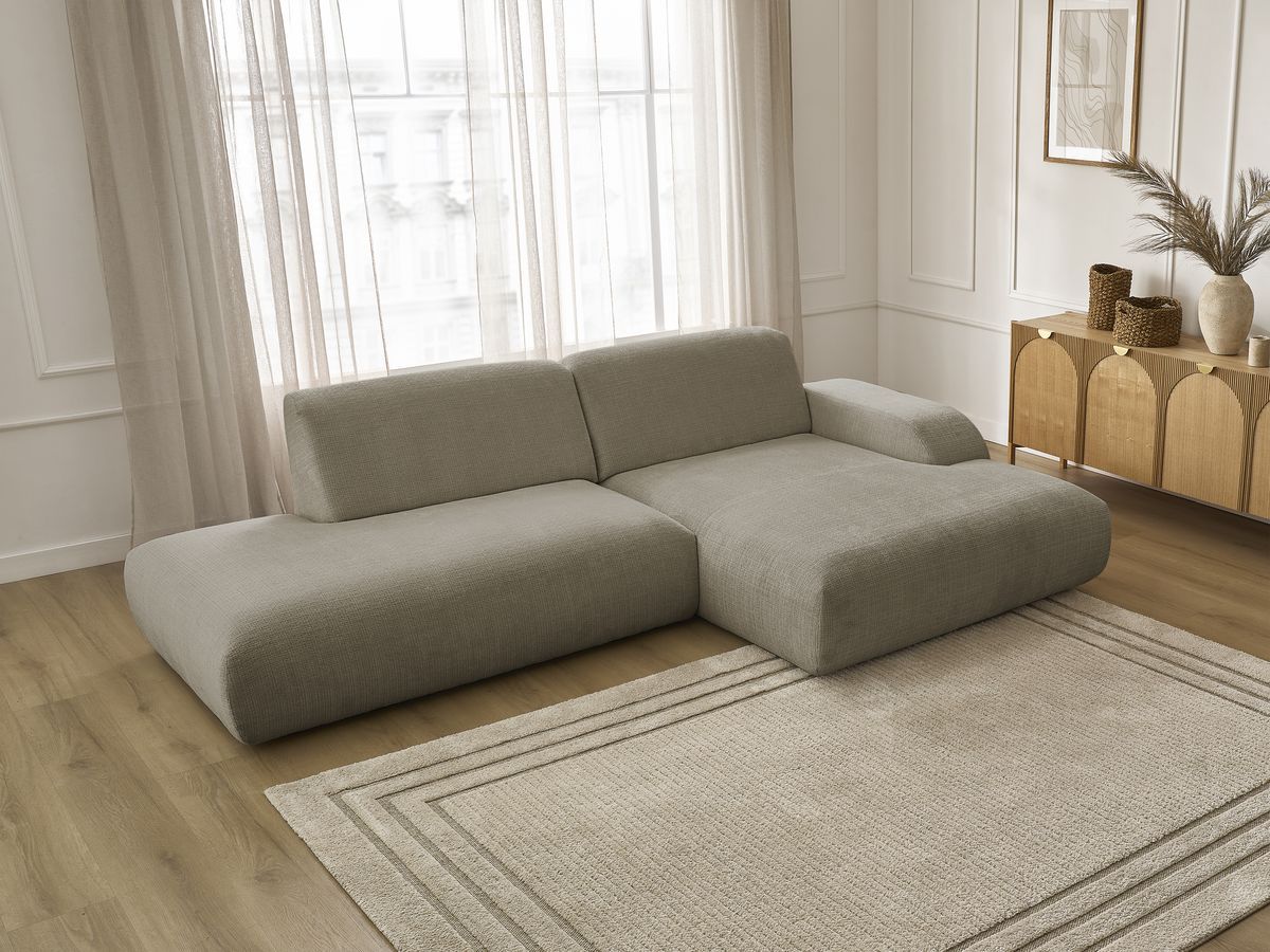 Bobochic Sirius Ecksofa 300 × 170 cm Strukturstoff Taupe Ecke rechts
