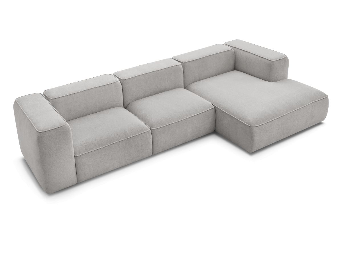 Bobochic Zephyr Ecksofa 349 × 165 cm Strukturstoff Hellgrau Ecke rechts