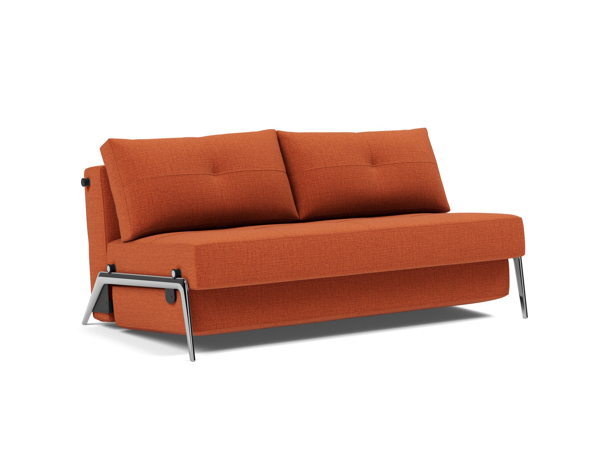 Schlafsofa Cubed 160 Chenille Esina 412-Rust-Orange Beine Aluminium