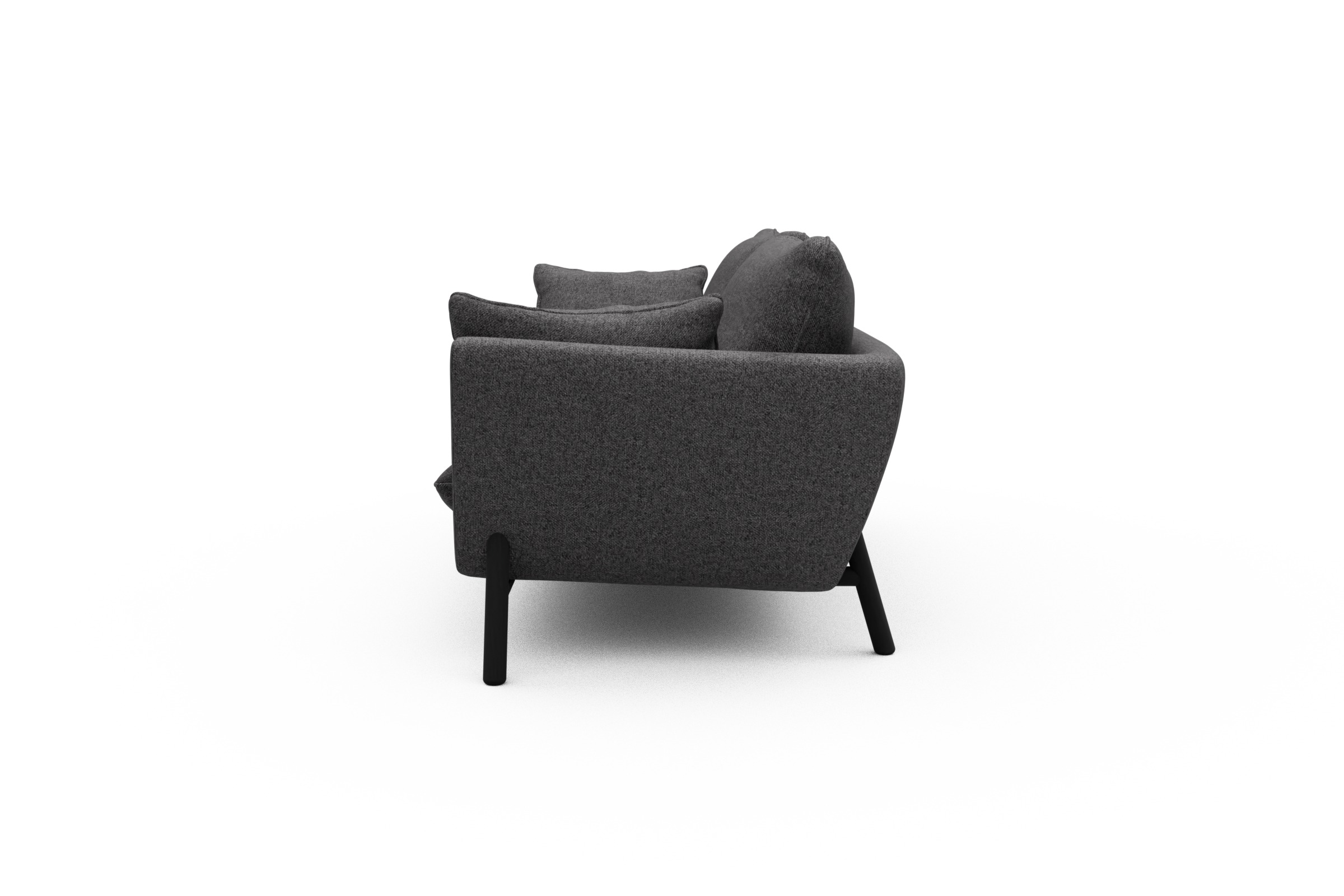 Sofa Emil 3-Sitzer Beinfarbe Eiche Schwarz Sama-Antracite