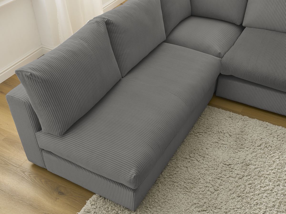Bobochic Paris Ecksofa mit Pouf 369 × 167 cm Cordsamt Dunkelgrau