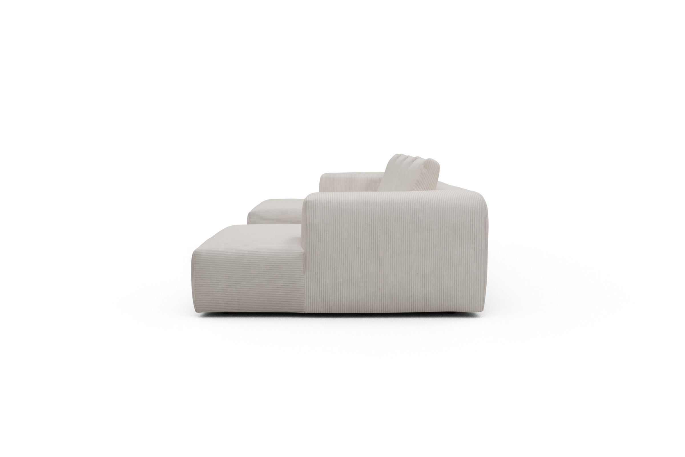 Wohnlandschaft Fred mit 2-Sitzer und Chaiselongue beidseitig Corduroy-Ivory